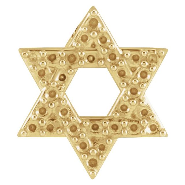 Star of David Necklace or Pendant Mounting in 14 Karat Yellow Gold for Round Stone, 0.94 grams Questions & Answers