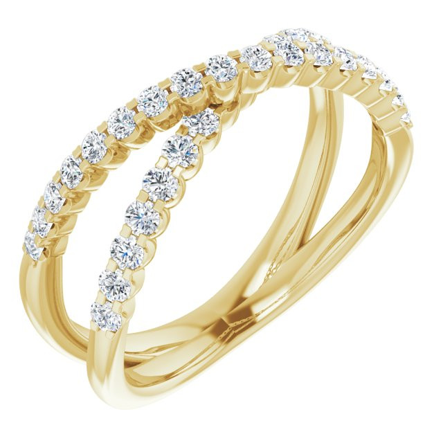 White Lab Grown Diamond Ring in 14 Karat Yellow Gold 0.50 Carat Lab Grown Diamond Criss-Cross Ring Questions & Answers