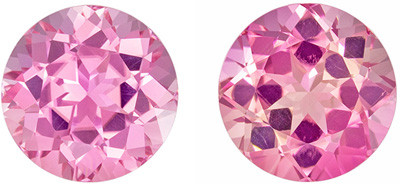 Well Matched Tourmaline Gemstone Pair - Round Cut - Medium Baby Pink - 5.05 carats - 8.4mm Questions & Answers