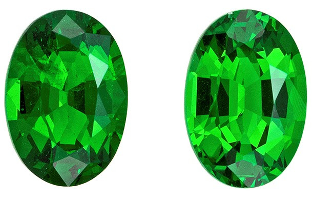 Green Tsavorite Gemstone Pair - Oval Shape - Beautiful - 1.21 carats - 6.2 x 4.3mm Questions & Answers