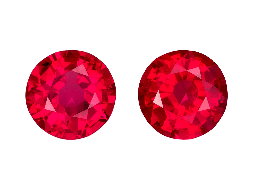 Pair of Round Cut Ruby Gemstones - 1.04 Carats each - 4.9mm Size Questions & Answers