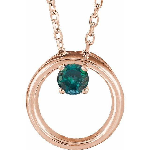 14 Karat Rose Gold Lab Grown Alexandrite Circle 16 inch Necklace Questions & Answers