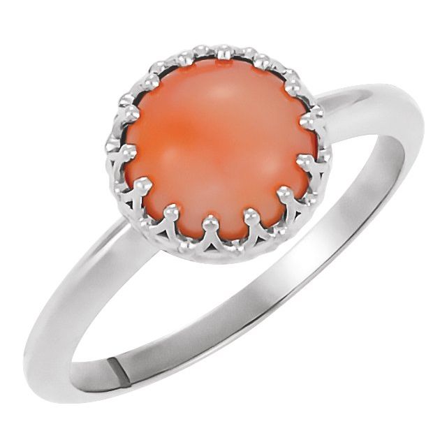 Sterling Silver 6 mm Round Pink Coral Ring Questions & Answers