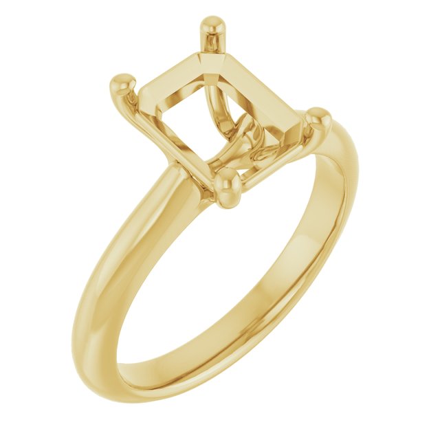 Solitaire Ring Mounting in 14 Karat Yellow Gold for Emerald Stone Questions & Answers